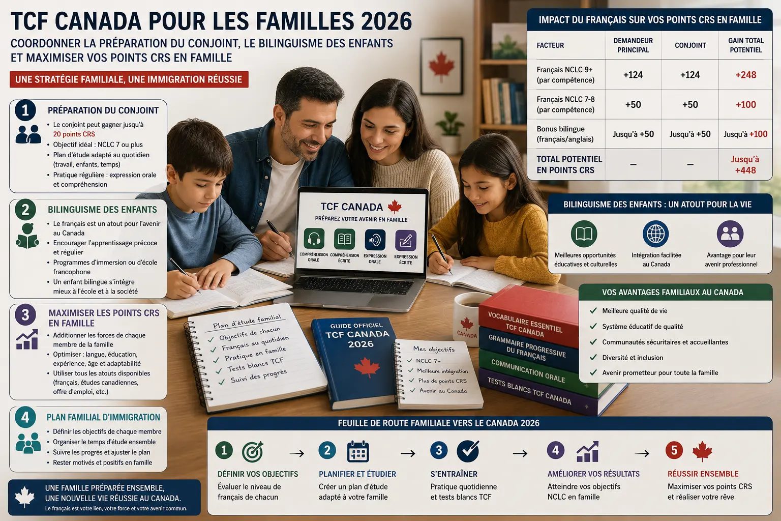 TCF Canada for Families 2026: Coordinating Spouse Preparation, Children's Bilingualism and Maximising Family CRS Points